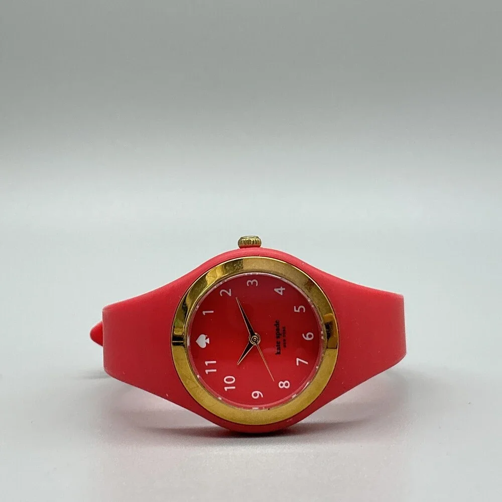 Kate Spade Live Colorfully Womens Watch 30mm Red Dial Gold Tone 0762 New Battery